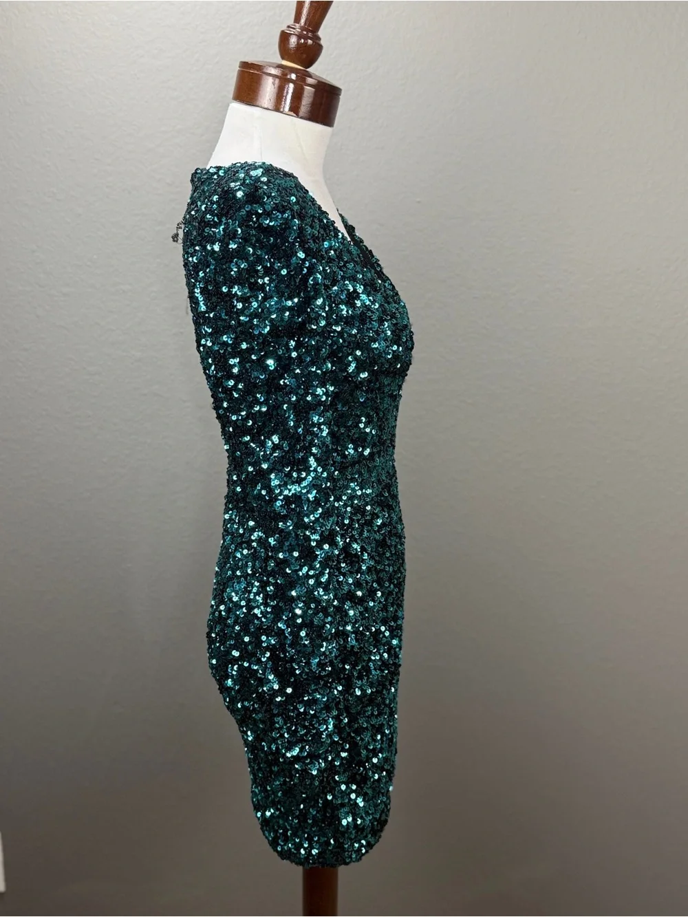 Lulus Brand New You Teal Blue Sequin Bodycon Mini Dress Sz XS Party Evening - Picture 5 of 14